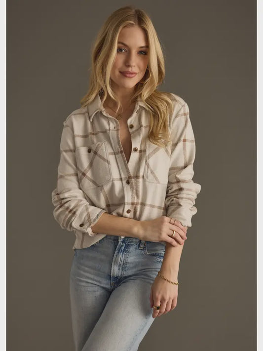 Beige & Brown Super Soft Button Up
