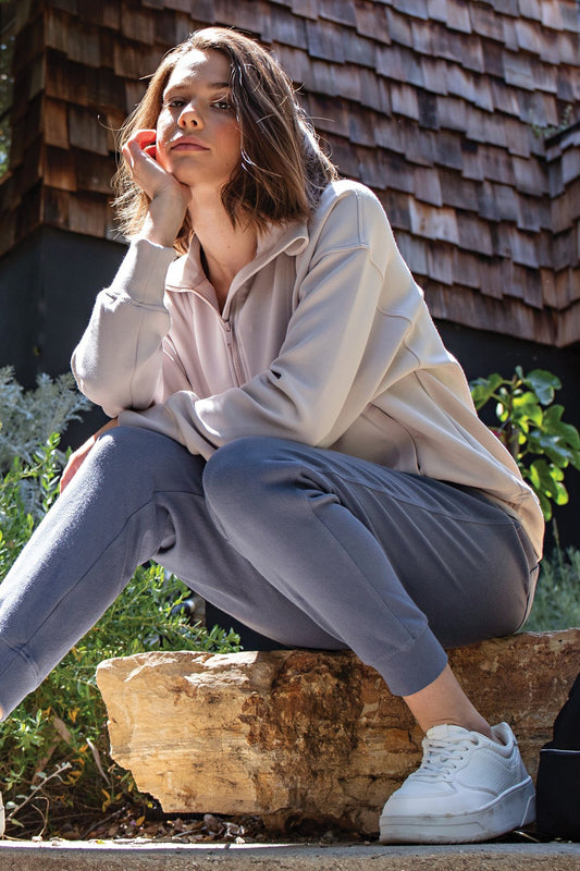 Modal Quarter Zip Mock Neck Pullover