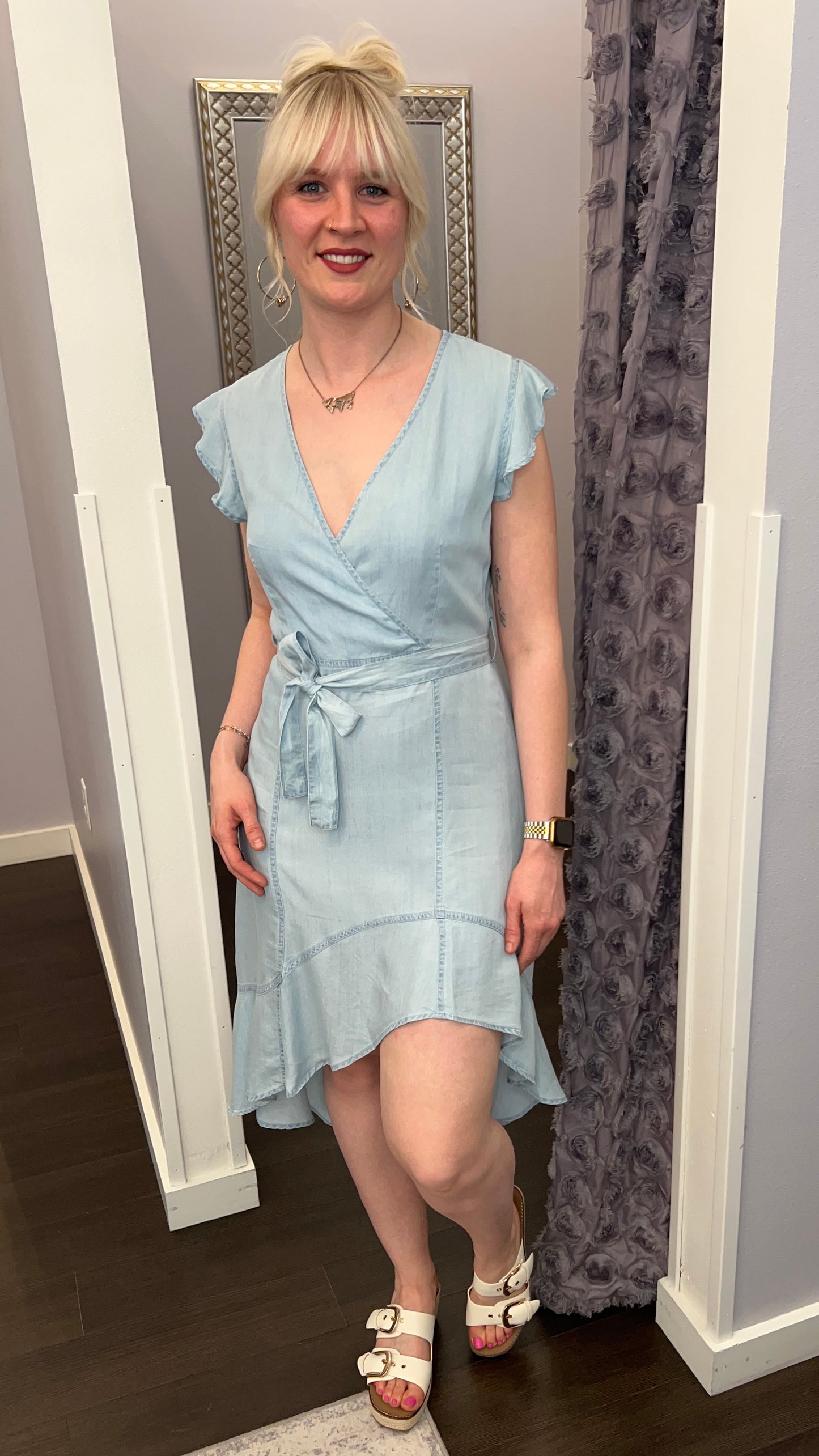 Anahi Tencel Dress in Carolina Blue by Dear John