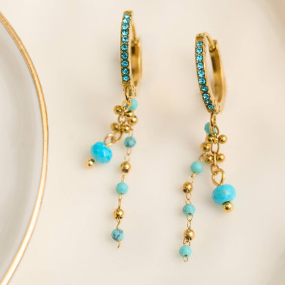 Narelle Waterproof Turquoise Pavé Hoop Earrings