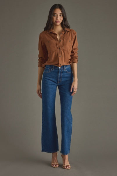 Rich Brown Super Soft Button Up