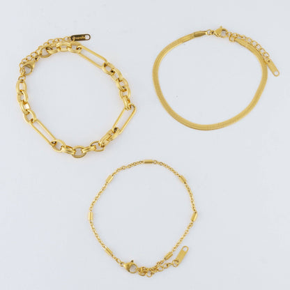 Narelle Waterproof Snake Chain Trio Bracelet Set