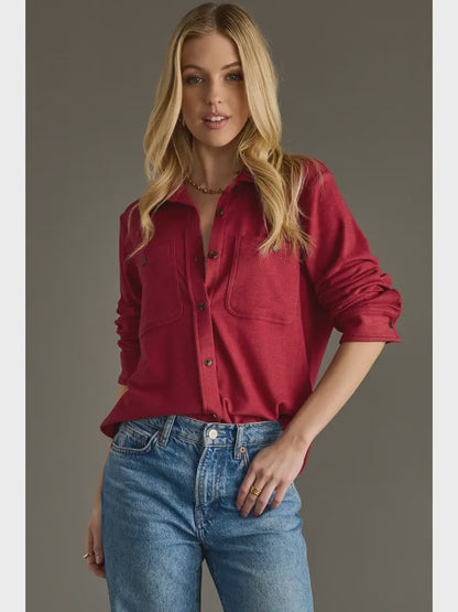 Heather Red Super Soft Button Up