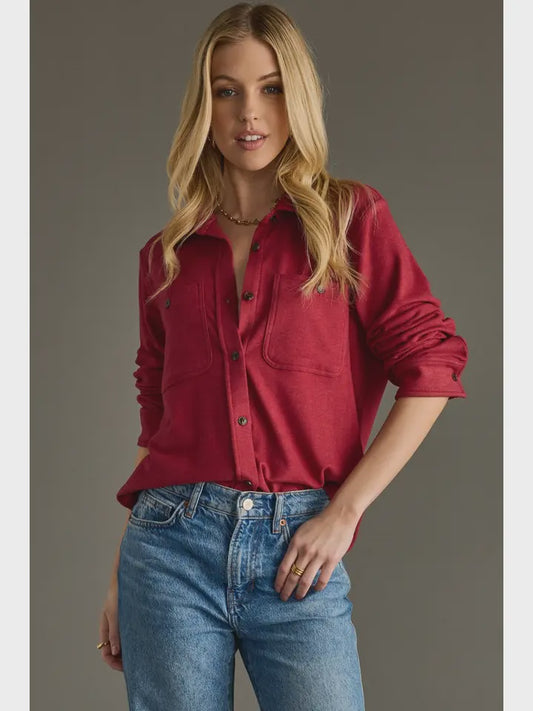 Heather Red Super Soft Button Up