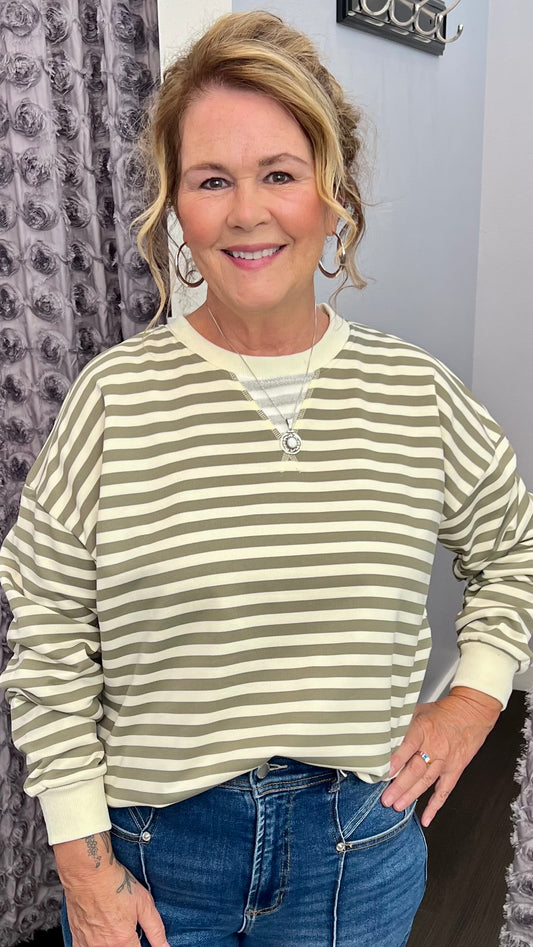 Coffee Run Striped Pullover
