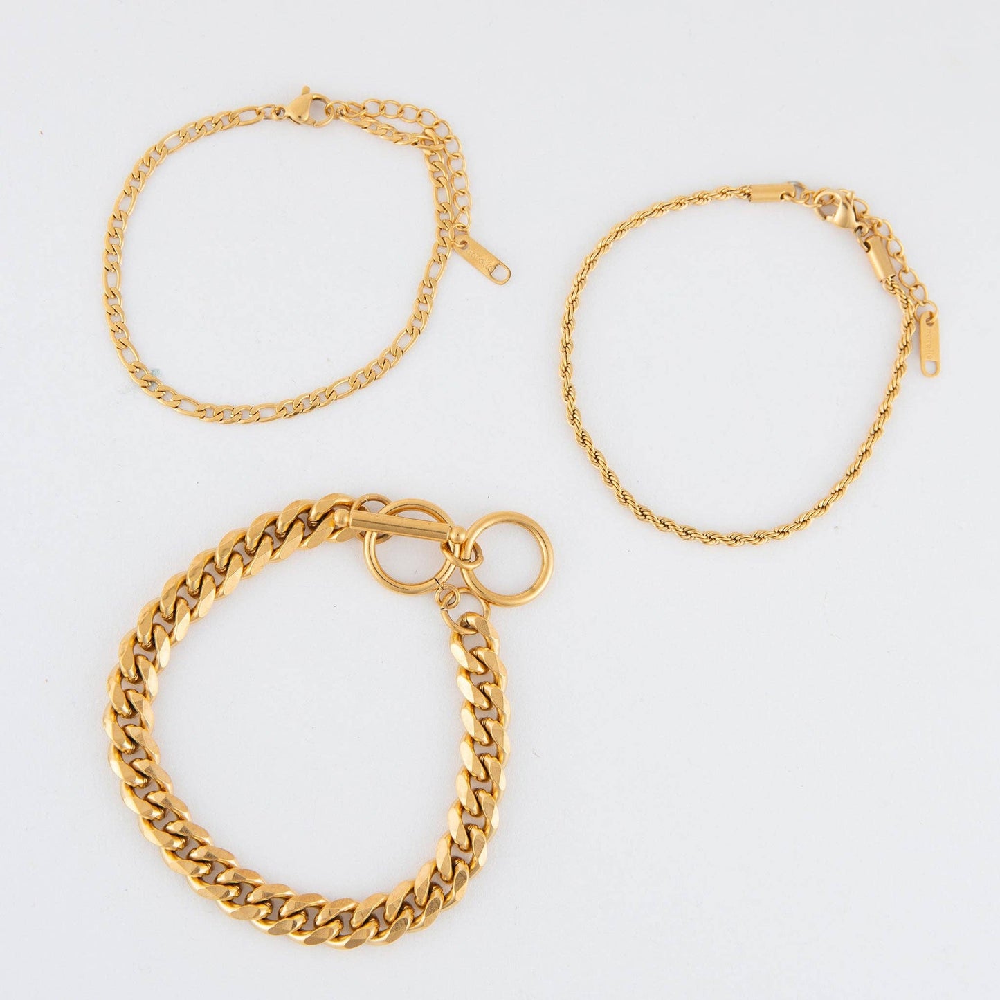 Narelle Waterproof Figaro Chain Trio Bracelet Set