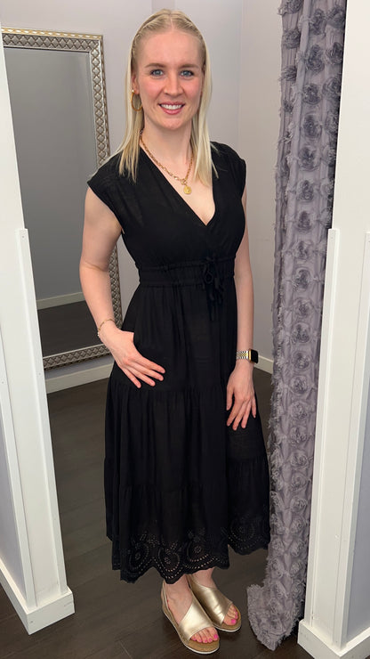 Midnight Bloom Midi Dress in Black by Dex