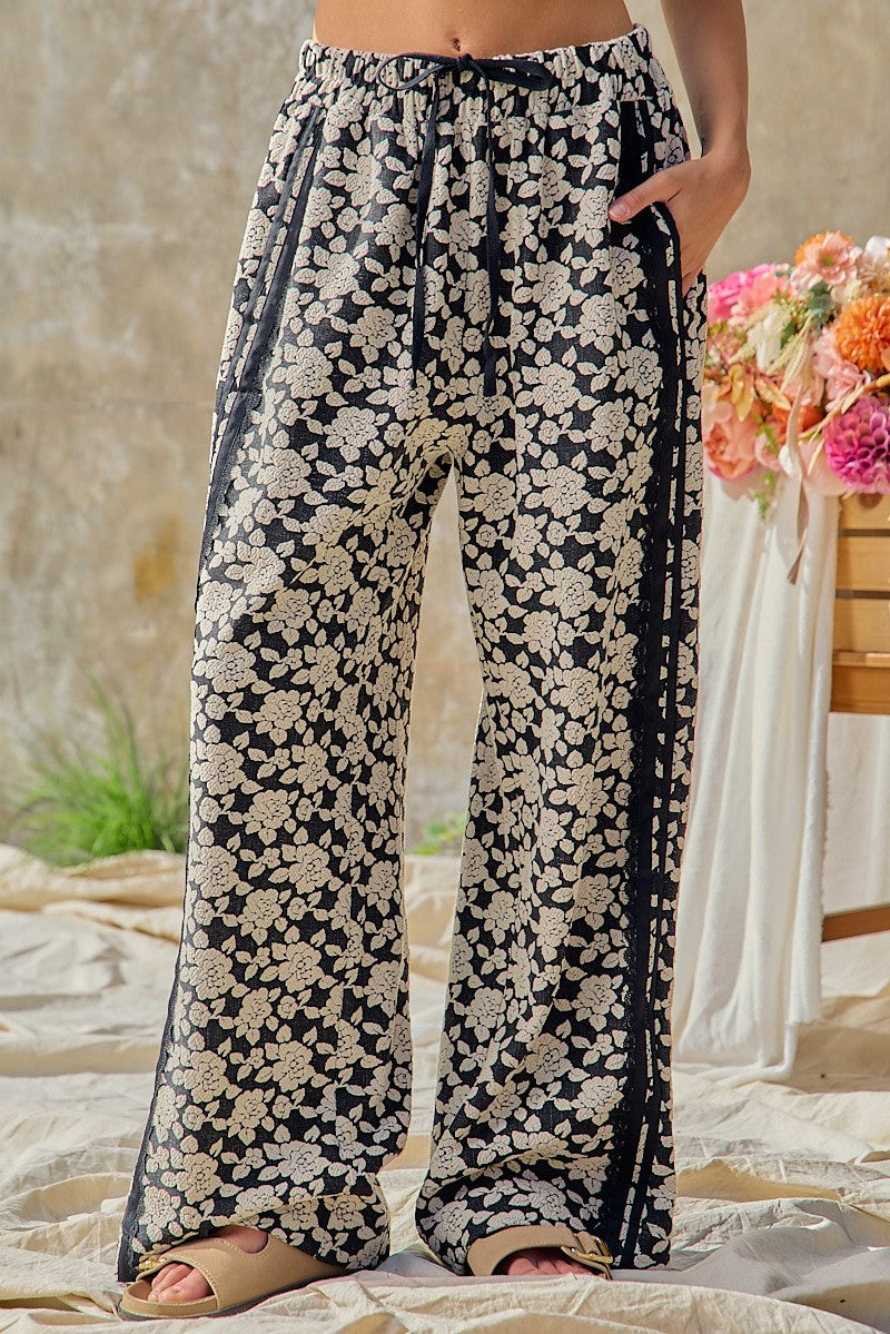 Noir Blossom Wide Leg Pants
