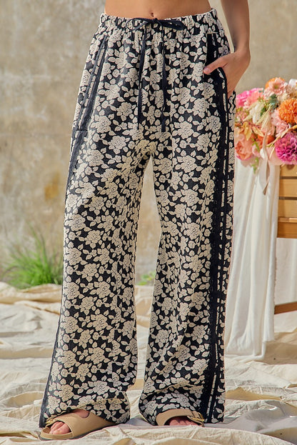 Noir Blossom Wide Leg Pants