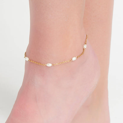 Narelle Waterproof Gold Pearl Anklet
