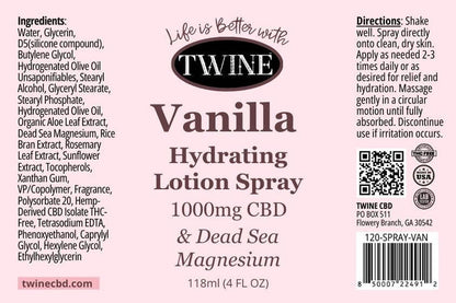CBD Topical Body Lotion Spray with Magnesium- Vanilla