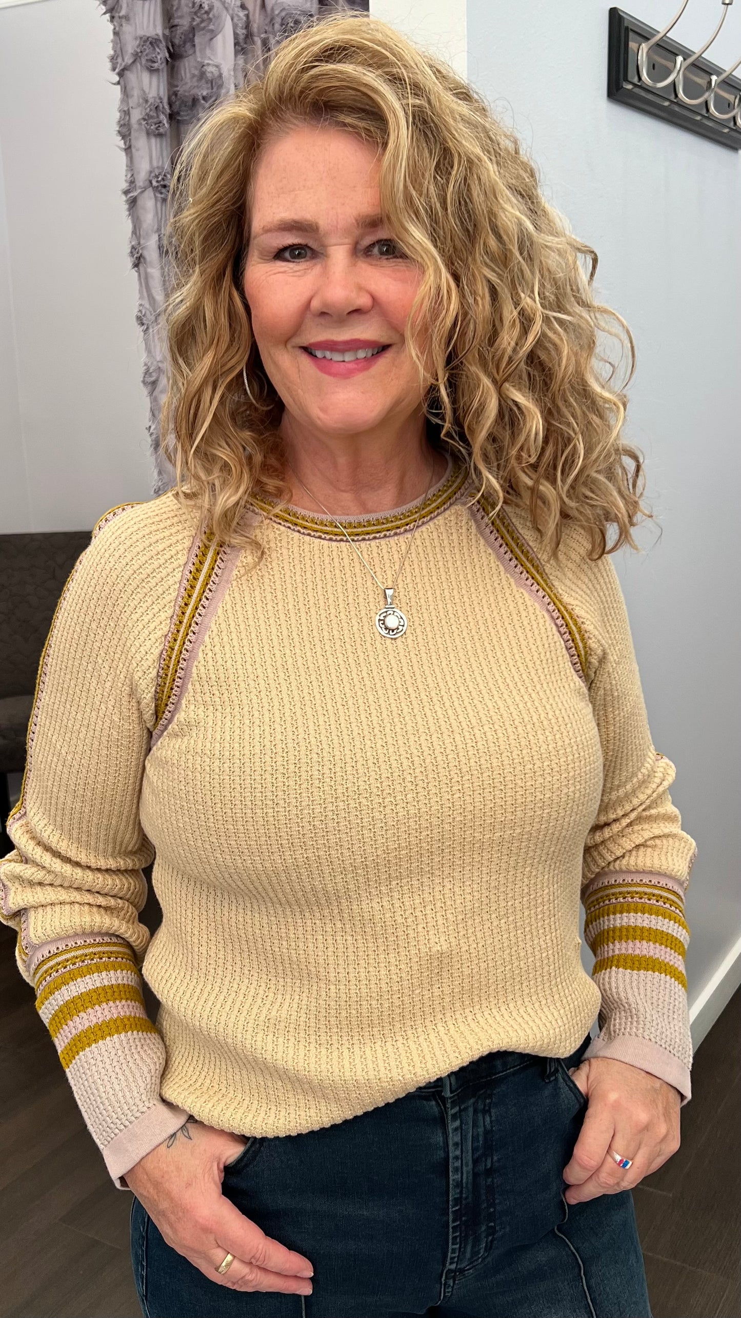 Oatmilk Stripe Sweater Top