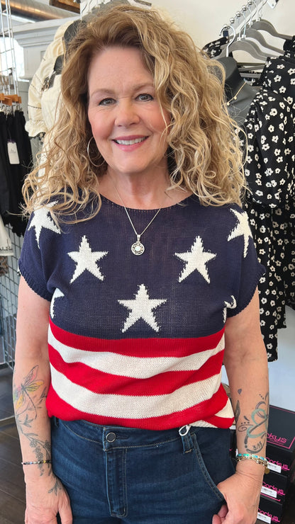 American Flag Sweater Top