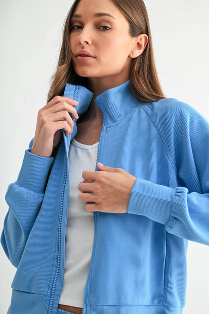 Luxe Sand Wash Rib Zip Jacket my Mono B