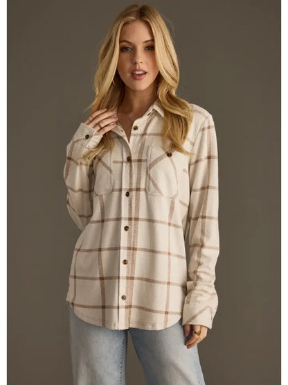 Beige & Brown Super Soft Button Up