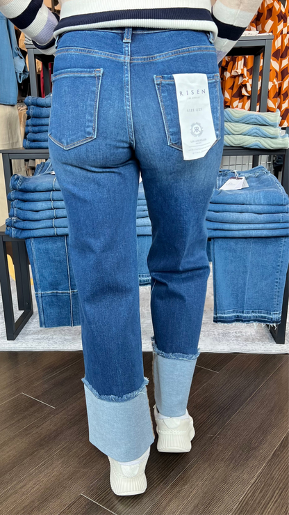 Twist & Shout Wide Cuffed Jeans by Risen