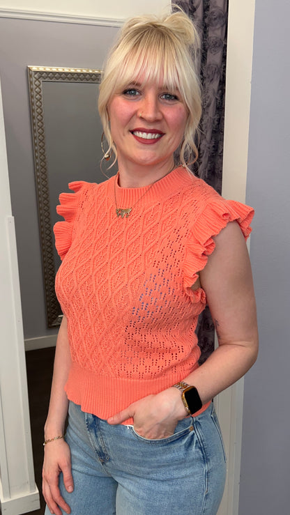 Tilly Sweater Top in Peachy Coral by Dear John