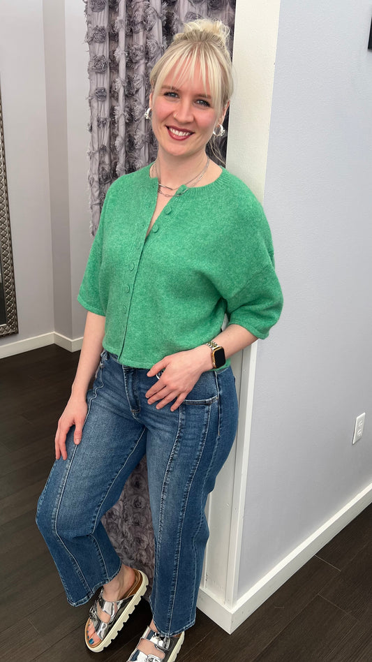 Downtown Darling High Rise Straight Leg Crop by Risen Jeans