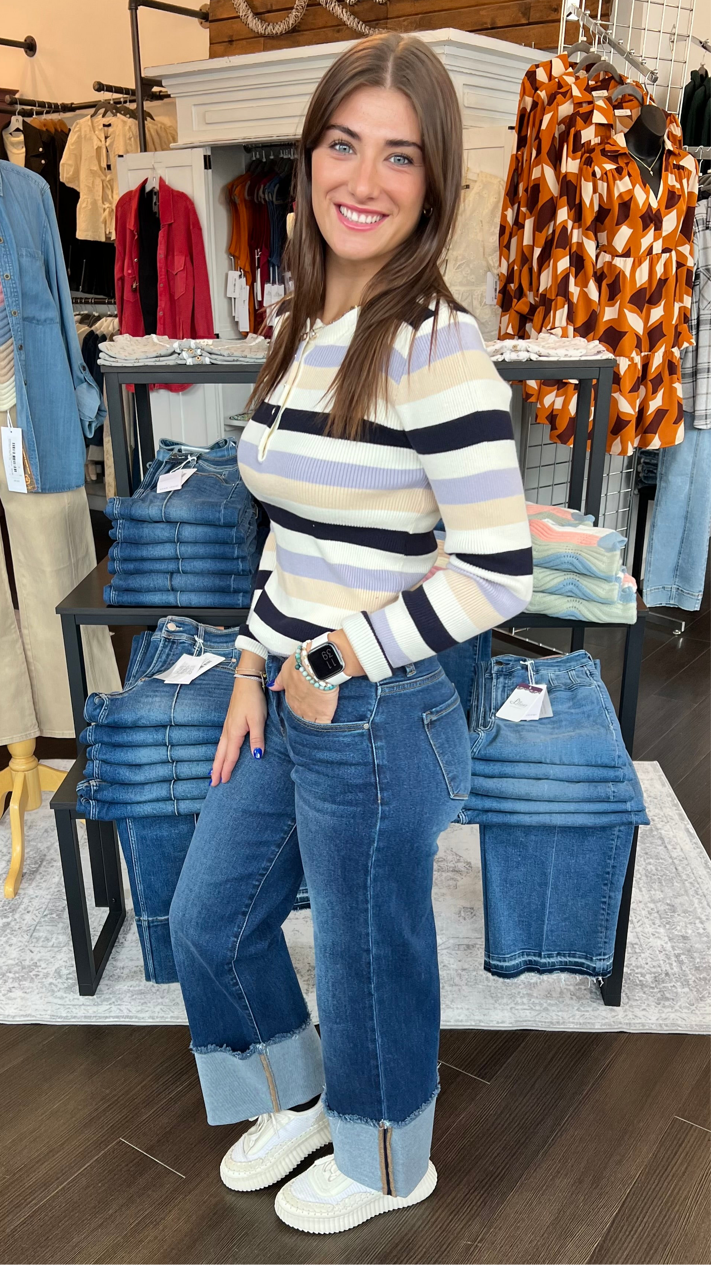 Twist & Shout Wide Cuffed Jeans by Risen