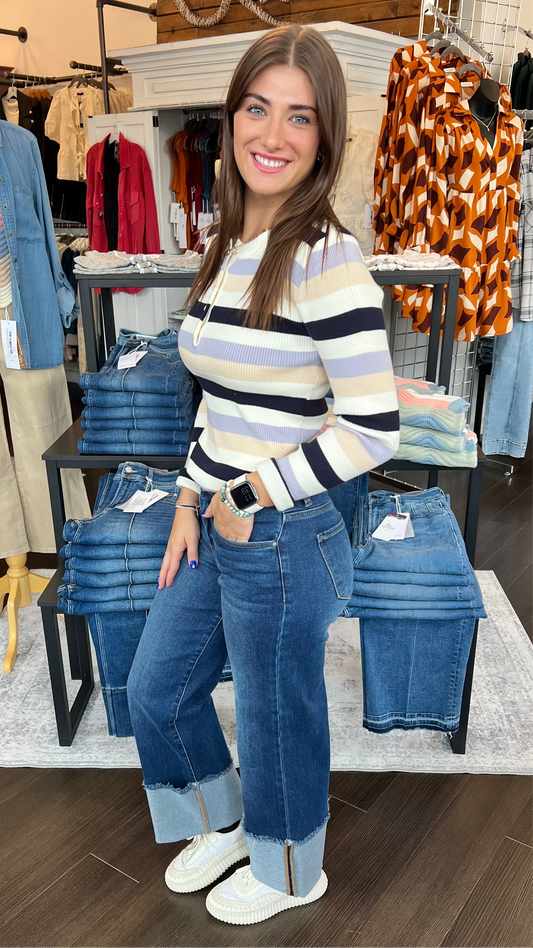 Twist & Shout Wide Cuffed Jeans by Risen