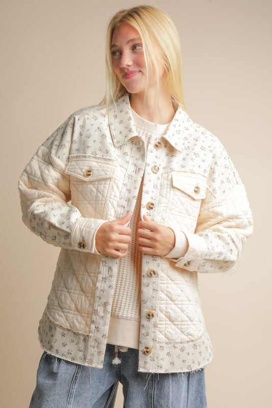Blush Blossom Quilted Shacket