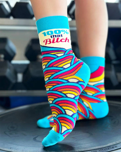 100% That Bitch Women's Novelty Crew Socks