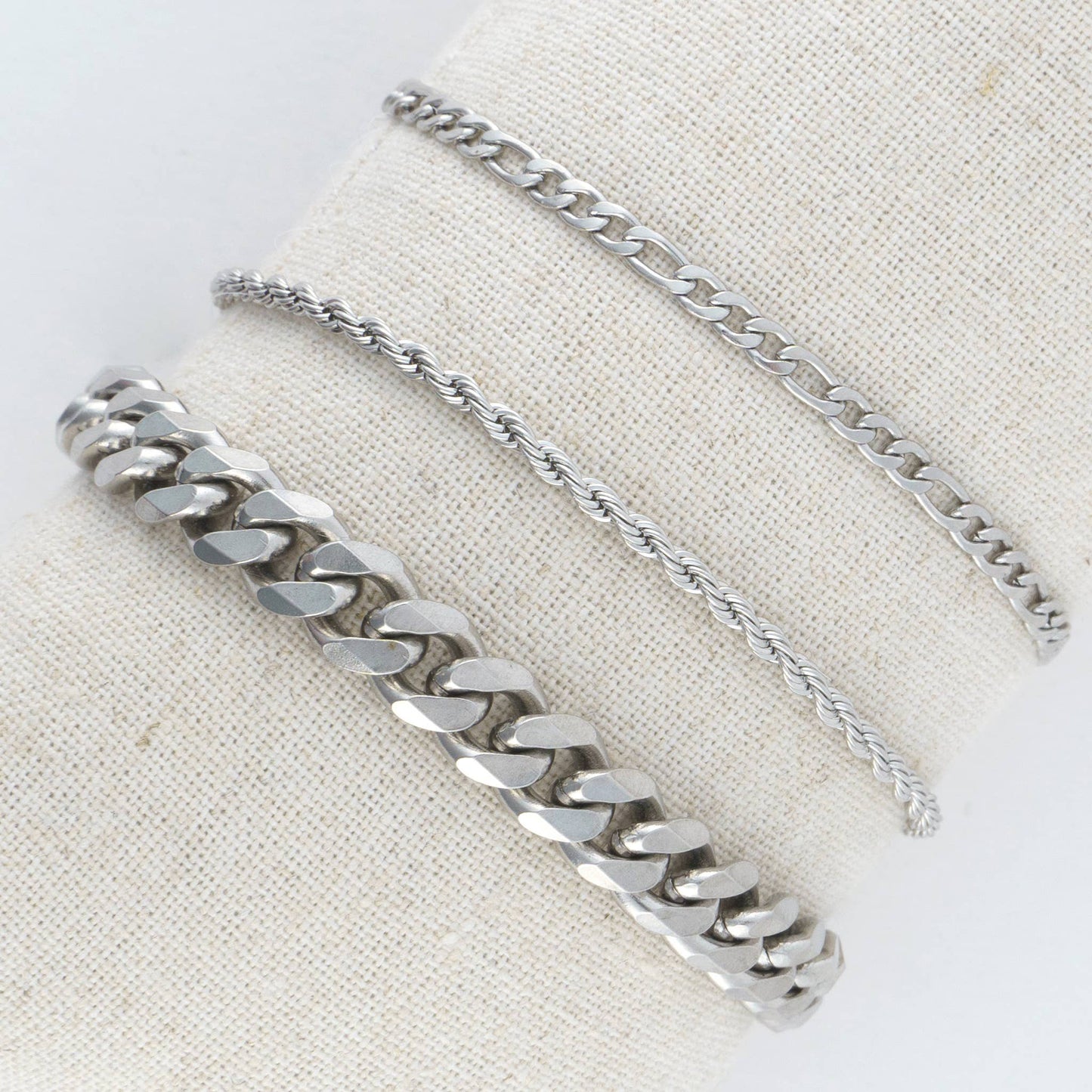 Narelle Waterproof Figaro Chain Trio Bracelet Set