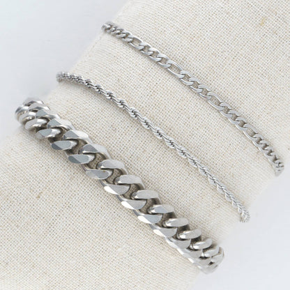 Narelle Waterproof Figaro Chain Trio Bracelet Set