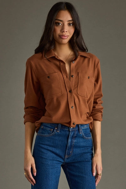 Rich Brown Super Soft Button Up