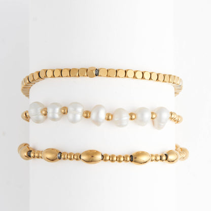 Waterproof Bracelets Narelle Multi Genuine Pearl Stretch Set