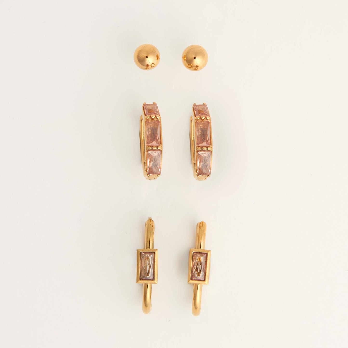 Narelle Waterproof Rectangle Hoop Earring Trio