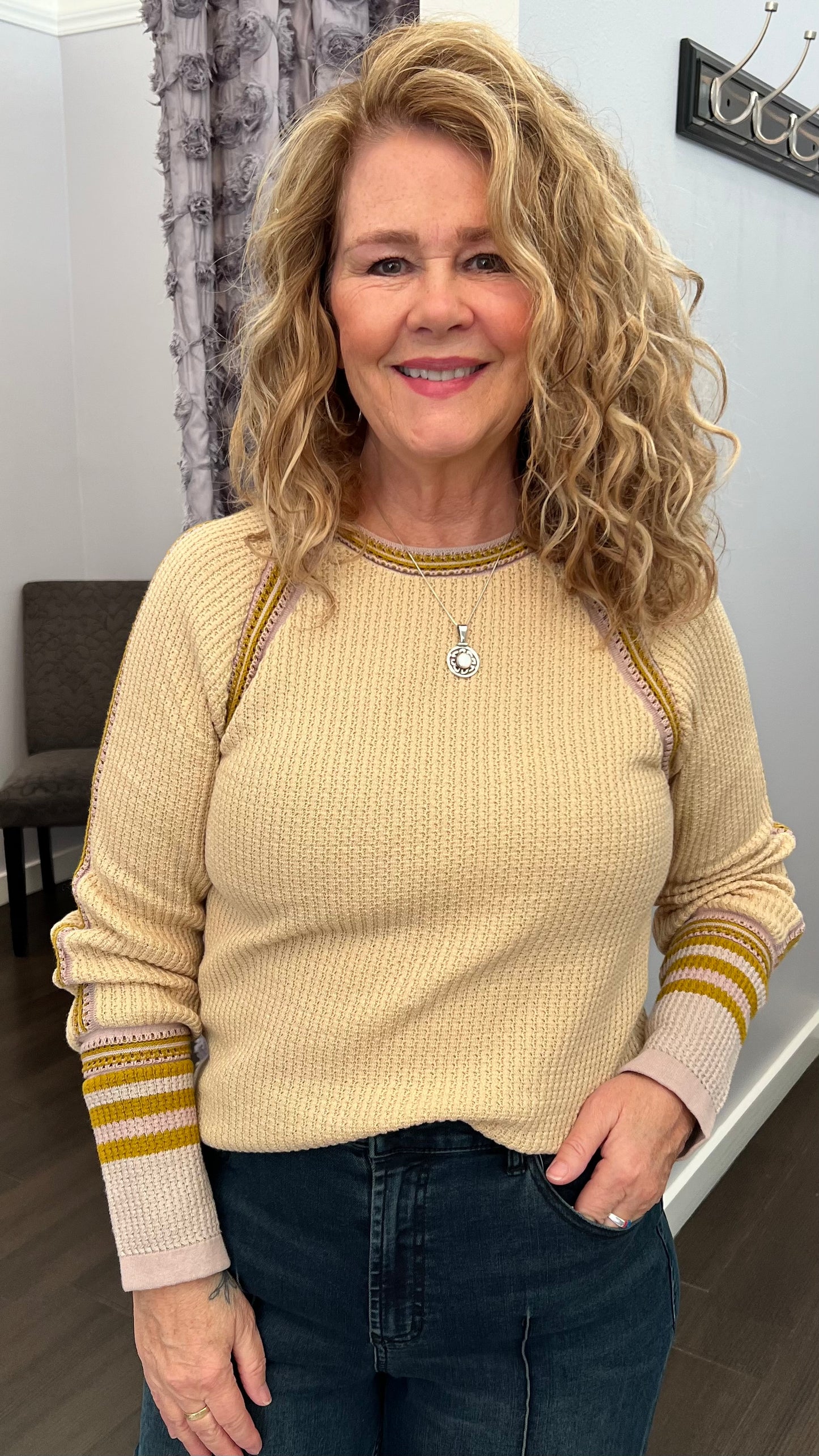 Oatmilk Stripe Sweater Top