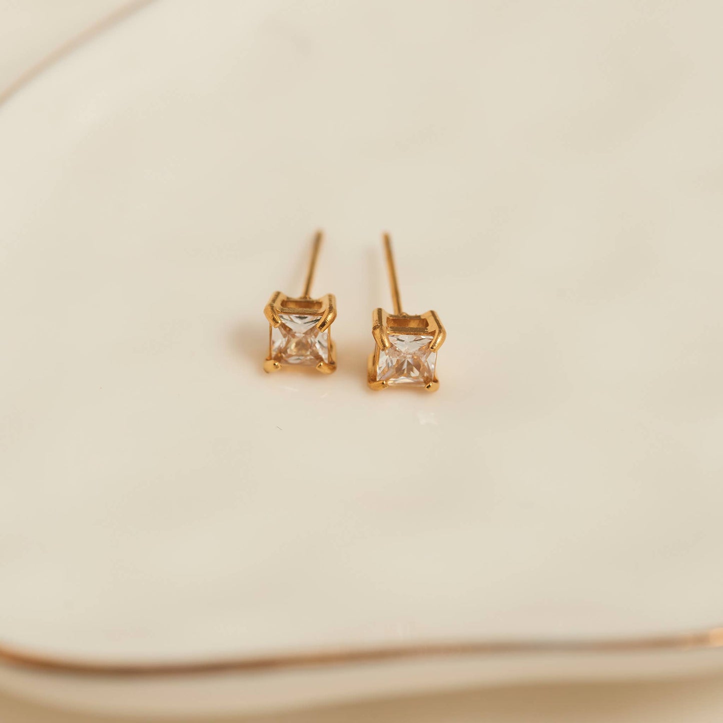 Narelle Waterproof 5mm Square Cubic Zirconia Stud Earrings