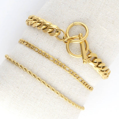 Narelle Waterproof Figaro Chain Trio Bracelet Set
