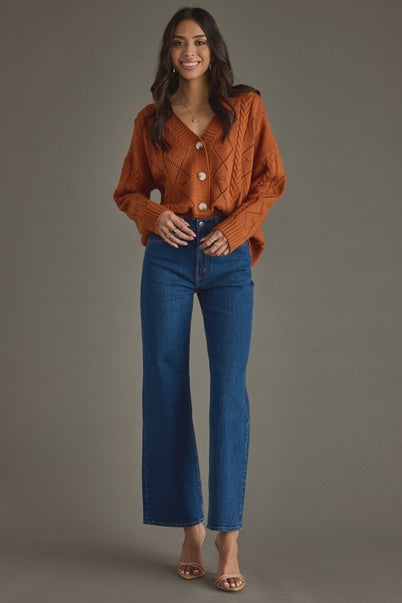Rust Button Up Cardigan