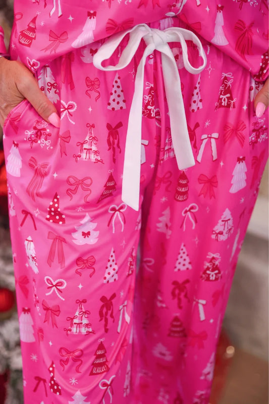 PRE ORDER Pretty Pink Christmas Ruffle Pajama Set (ETA 10/19)