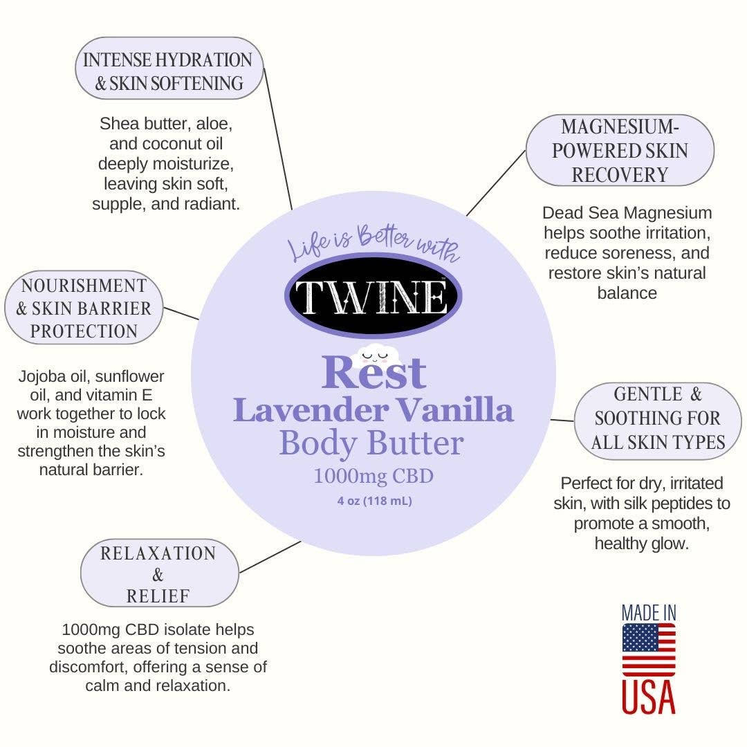 CBD Hydrating Lotion Rest Lavender Vanilla Body Butter 