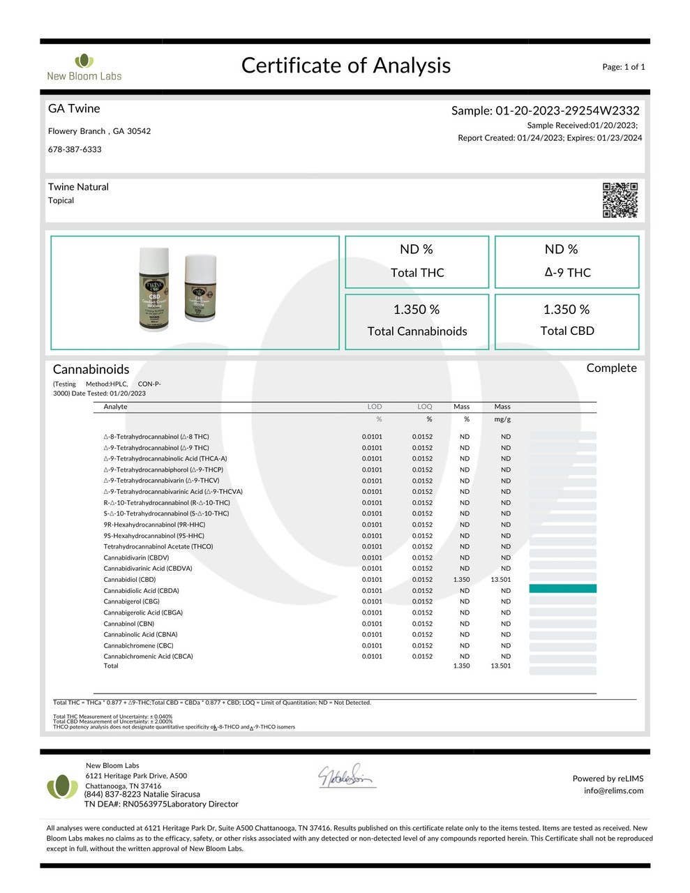 CBD Comfort Cream - Pain Relief Cream - Unscented Natural
