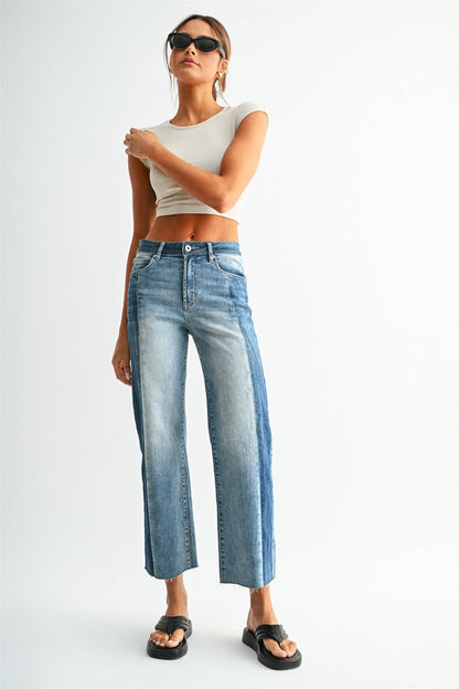 Color Me Cool Two Tone Wide Ankle Micah Denim
