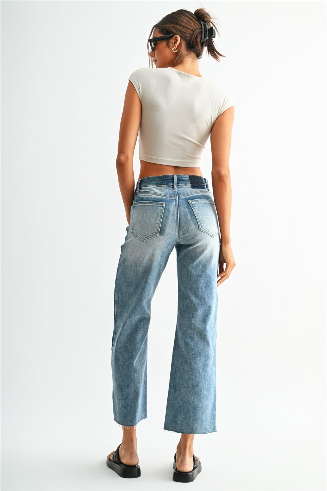 Color Me Cool Two Tone Wide Ankle Micah Denim