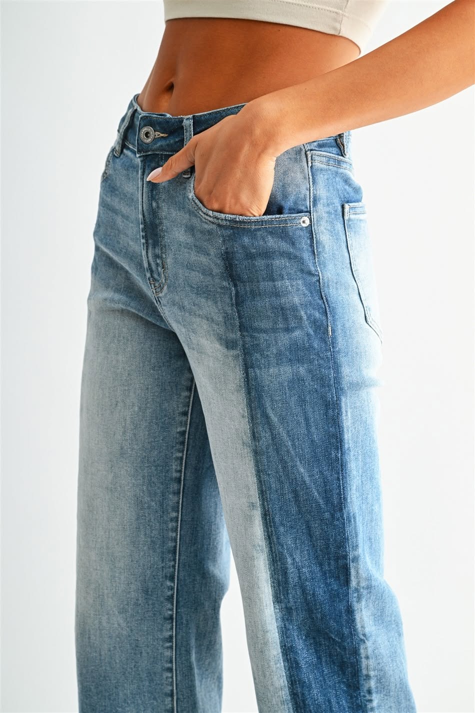 Color Me Cool Two Tone Wide Ankle Micah Denim