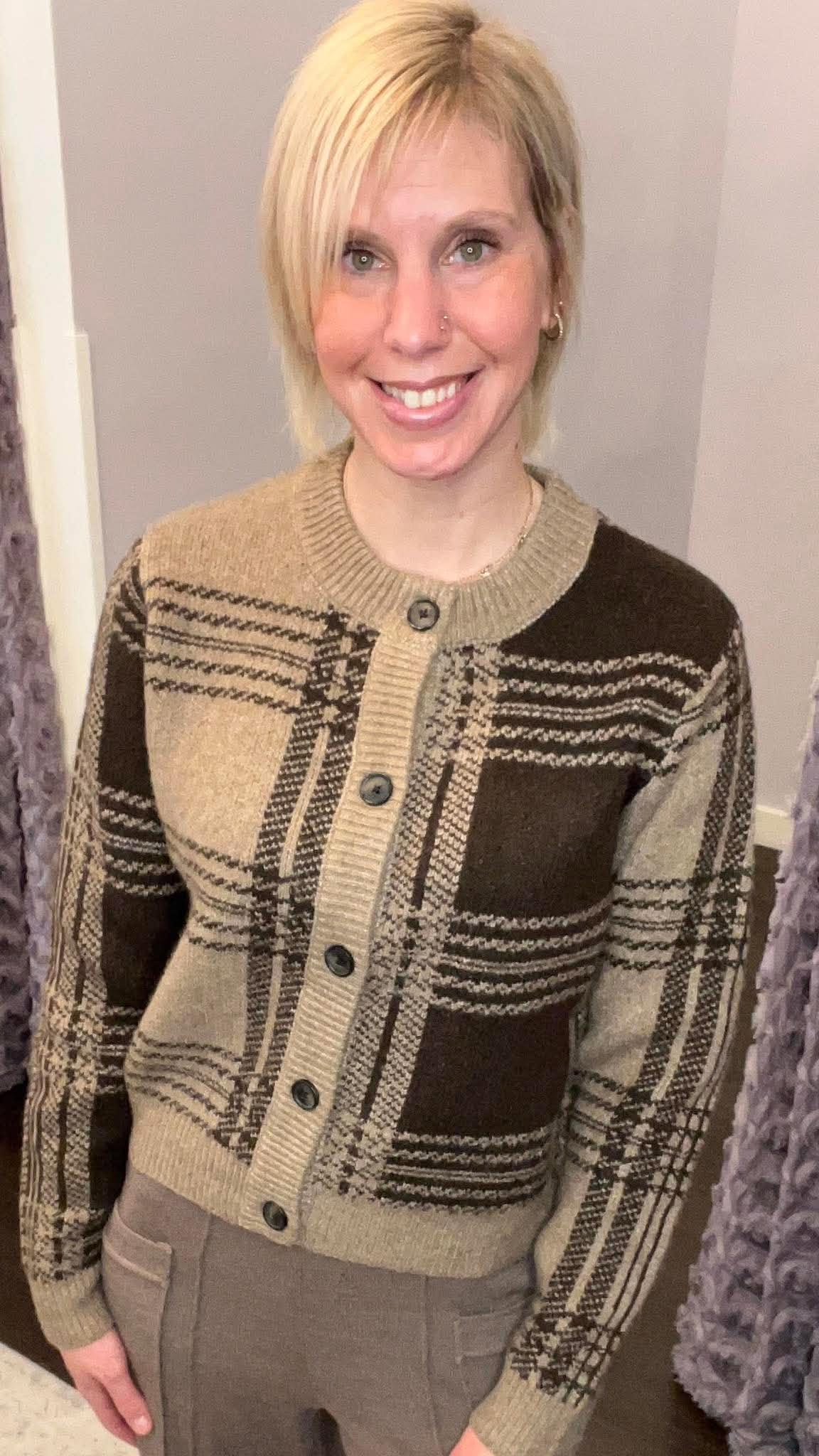 Checks & Coffee Cardigan