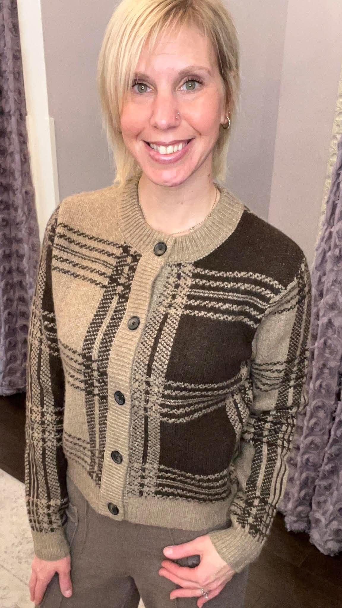 Checks & Coffee Cardigan