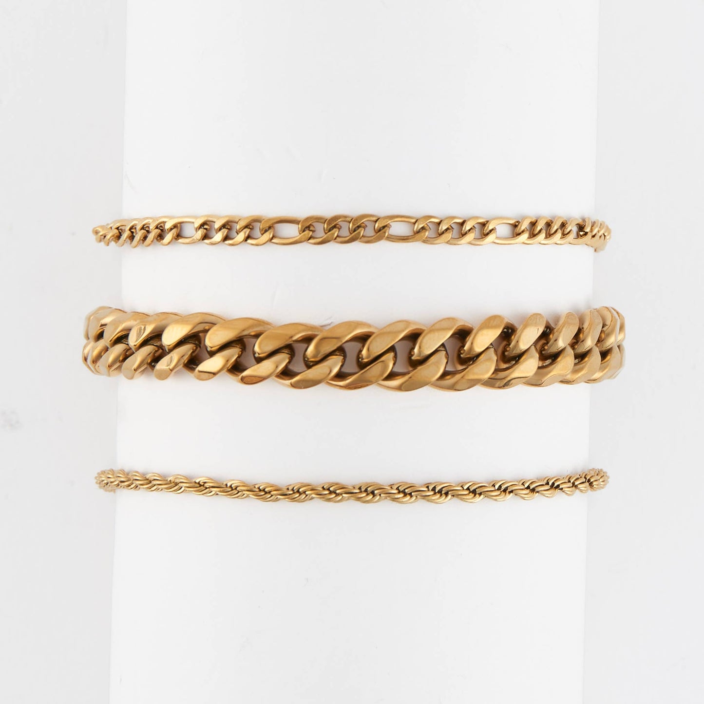 Narelle Waterproof Figaro Chain Trio Bracelet Set