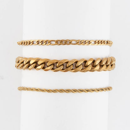Narelle Waterproof Figaro Chain Trio Bracelet Set