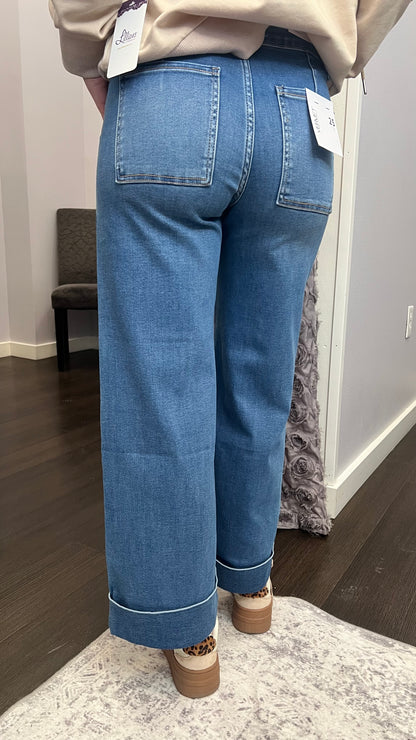 Cozy Cuff Wide Leg Jean in Enviably by Vervet