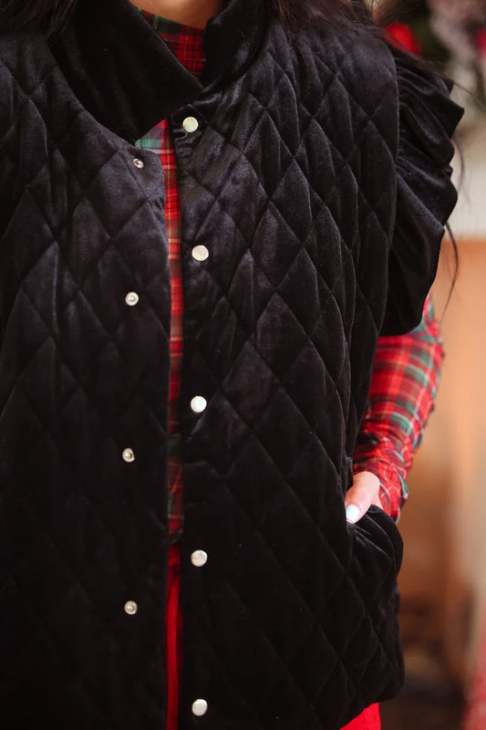 PRE ORDER Velvet Quilted Vest- Black (ETA 10/19)