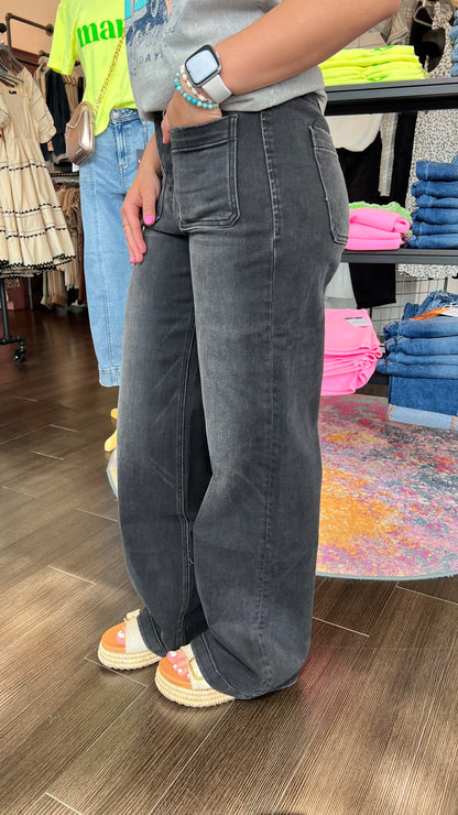 Power Play High Rise Wide Leg Trouser in Engross by Vervet