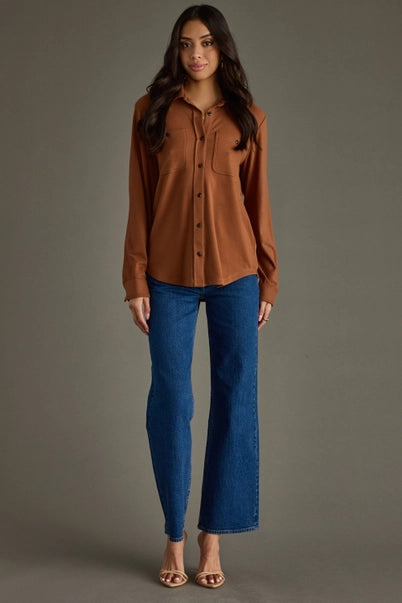 Rich Brown Super Soft Button Up