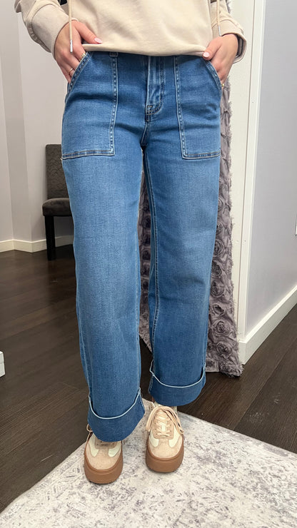 Cozy Cuff Wide Leg Jean in Enviably by Vervet